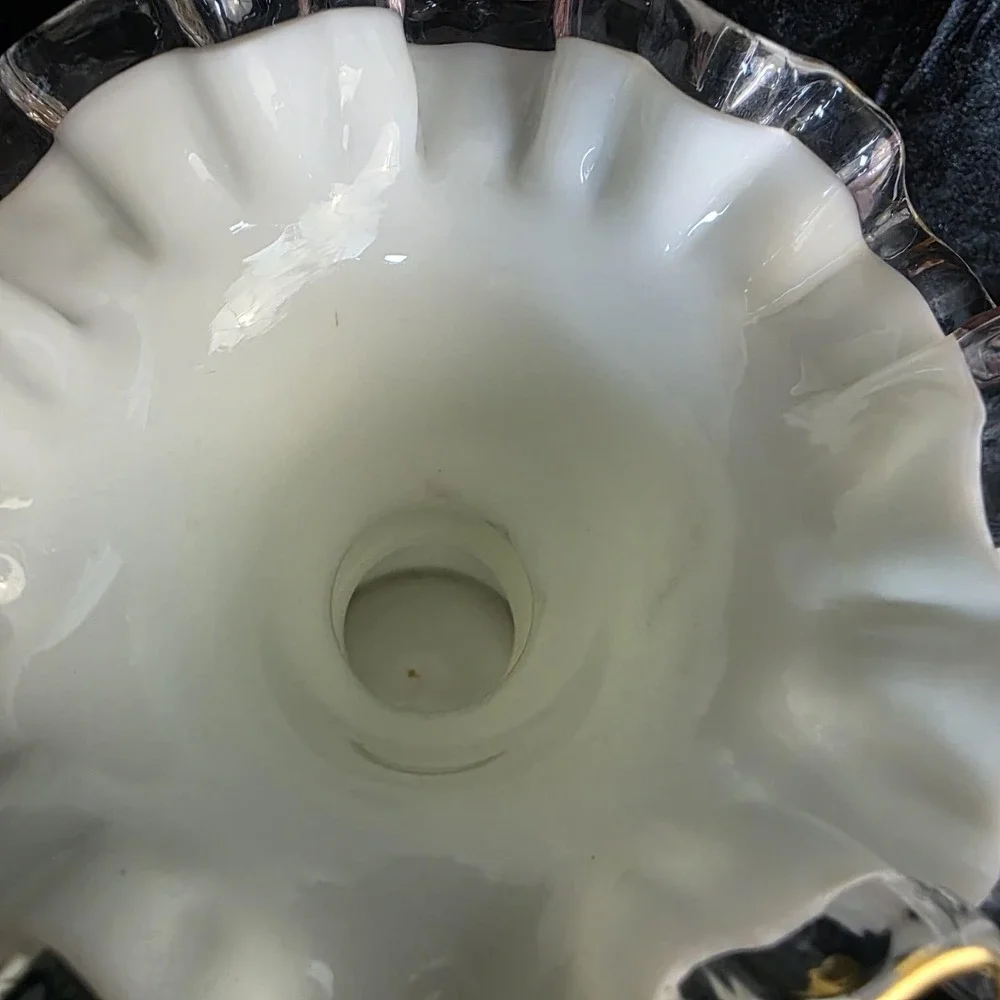 Fenton Hand Painted 1940's Charleton Roses Bow Tie Melon Vase‎ Gold Rim 8